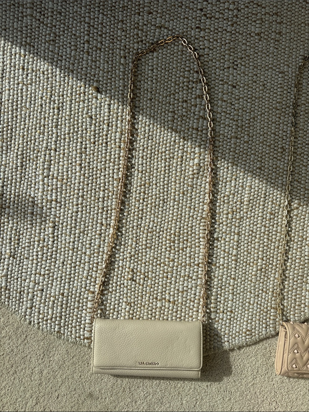 Valentino Cream Leather Chain Shoulder Bag